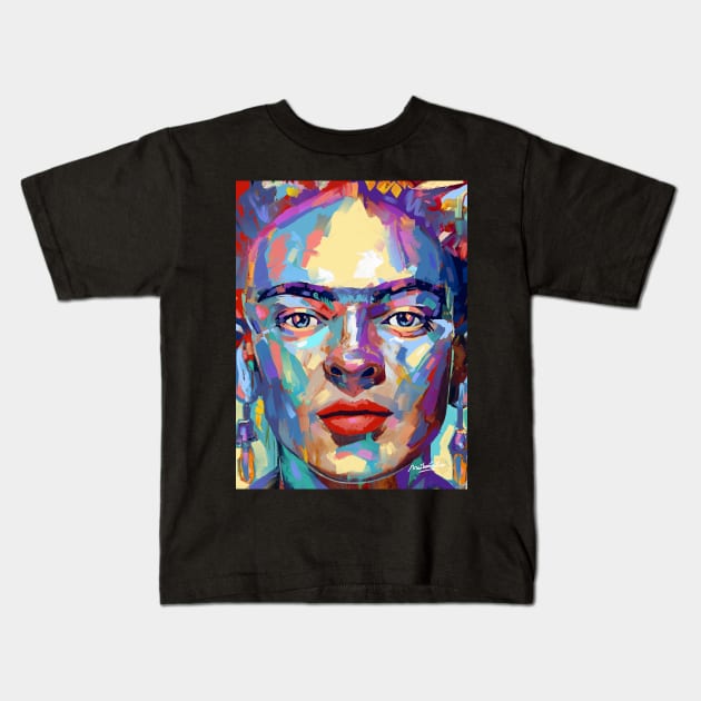 Frida Khalo Portrait Kids T-Shirt by mailsoncello